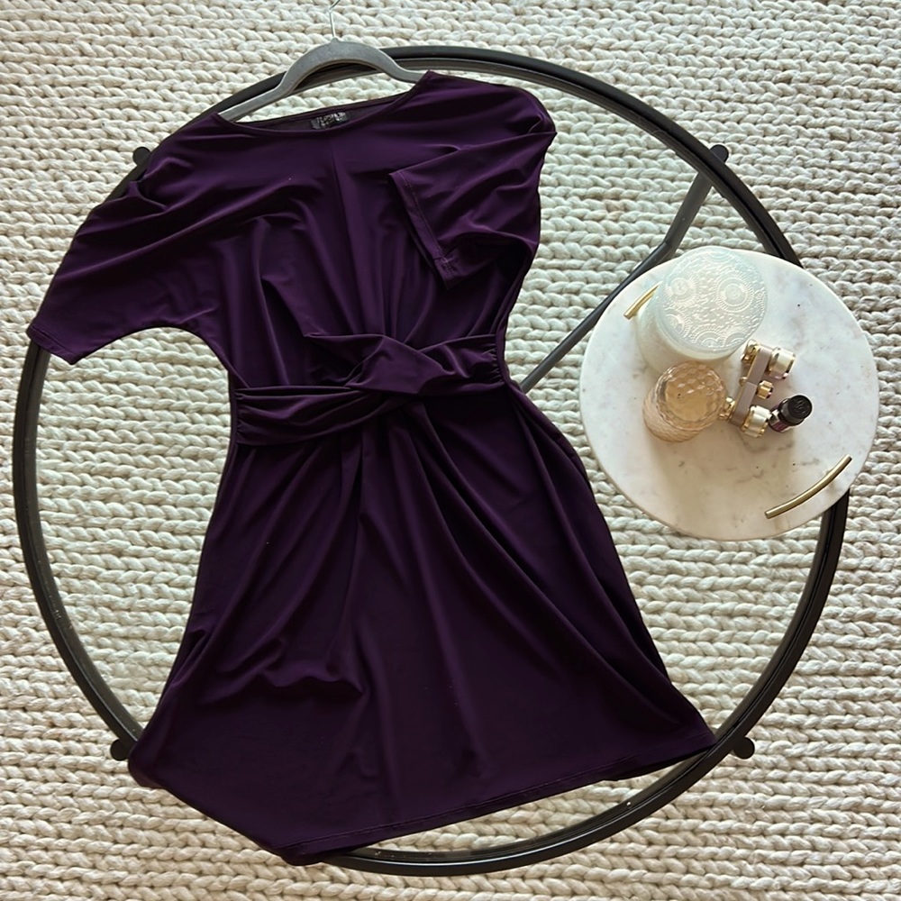 Topshop Asymmetric Dress in Royal Purple